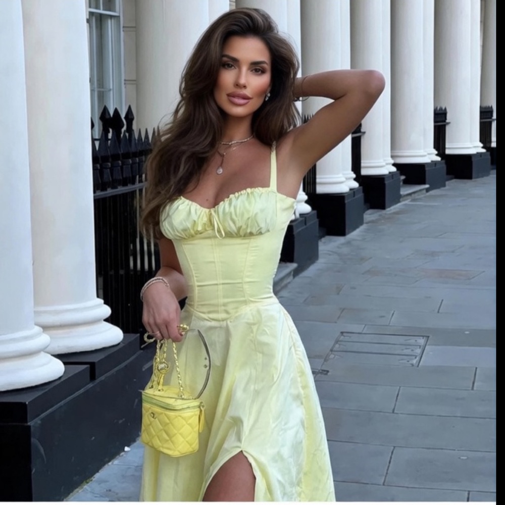 HOUSE OF CB 'Carmen' Buttercream Cotton Bustier Sundress/XSmall 2-4 (Plus Cup)